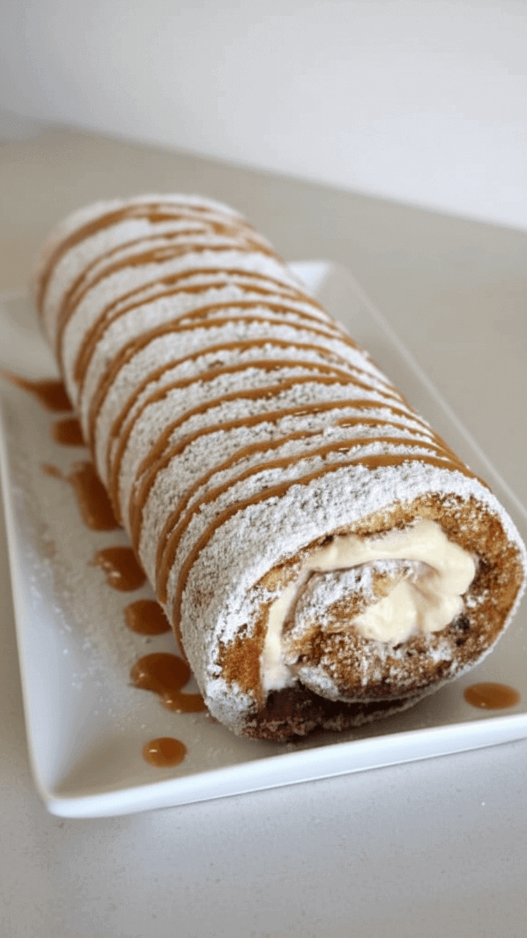 Caramel Banana Roll Cake