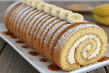 Caramel Banana Roll Cake Recipe