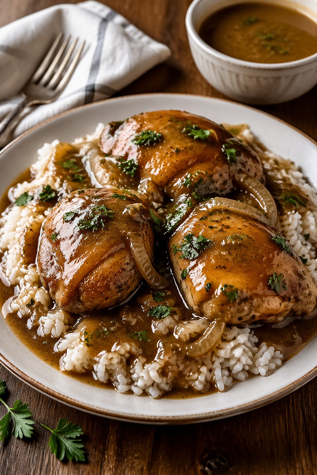 Southern-style Smothered Chicken And Rice Recipe