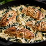 ONE Pan Creamy Spinach Artichoke Chicken Recipe