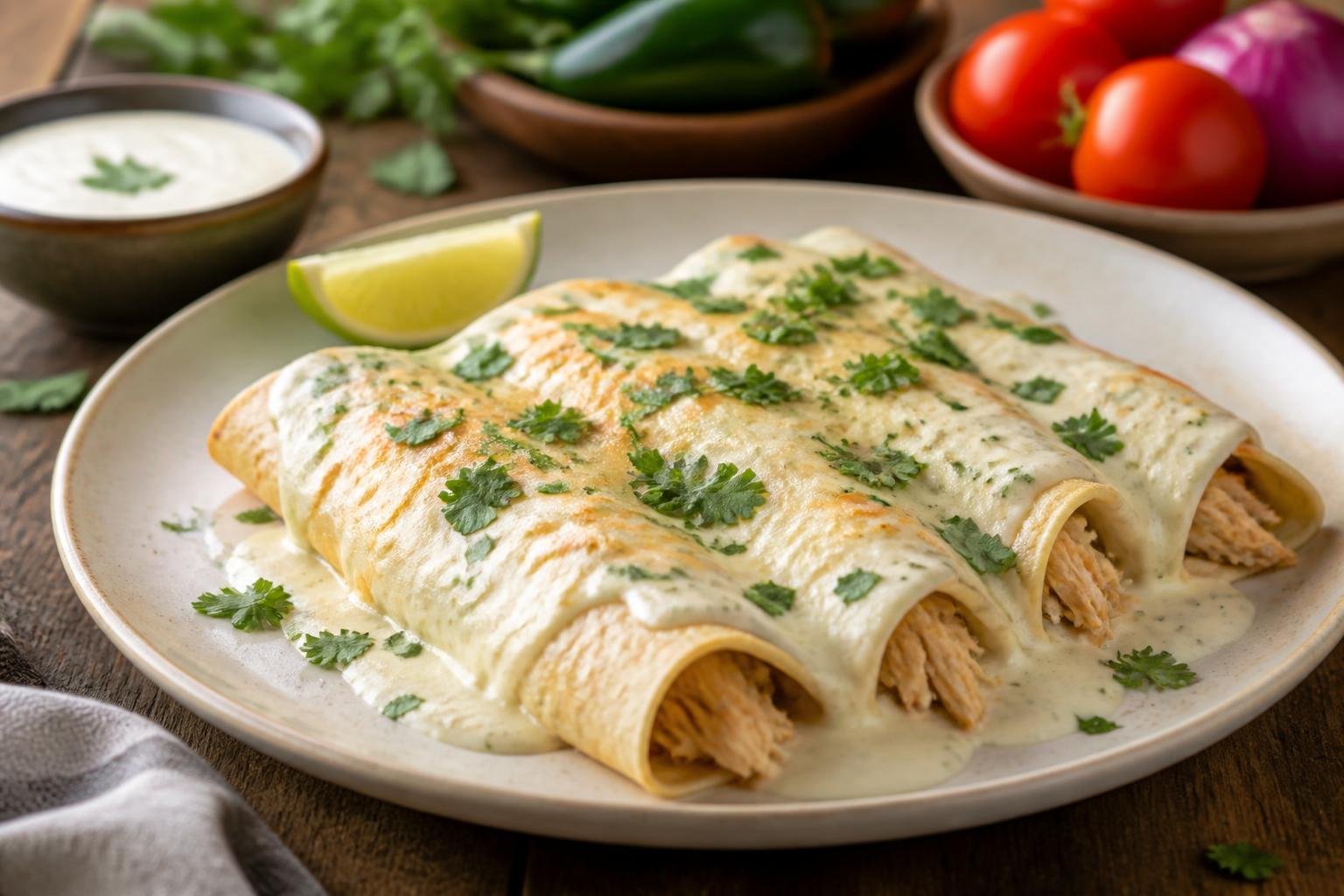 Chicken Enchiladas with White Sauce Recipe