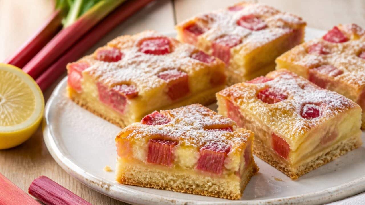 Homemade Lemon Rhubarb Bars Recipe