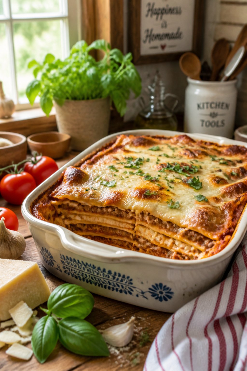 Pioneer Woman Lasagna Recipe close-up, ready to serve