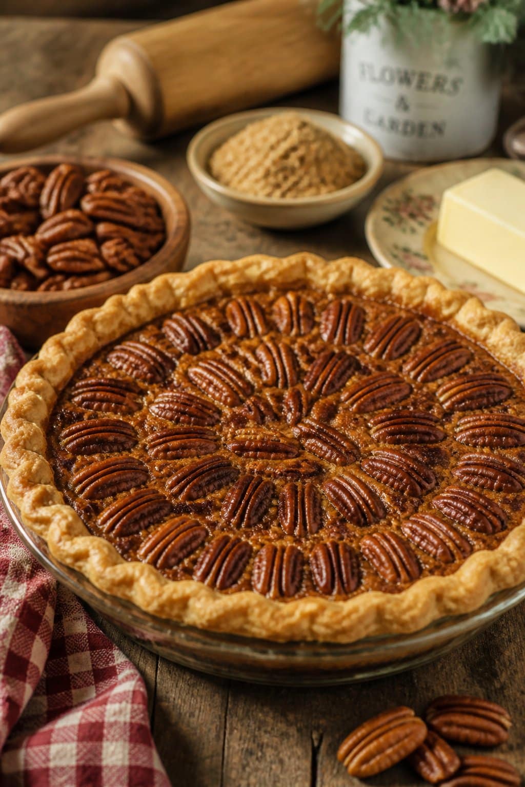 Pioneer Woman Pecan Pie Recipe close-up, ready to serve