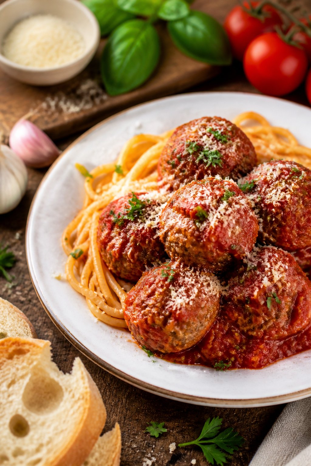Rachael Ray Meatball Recipe close-up, ready to serve