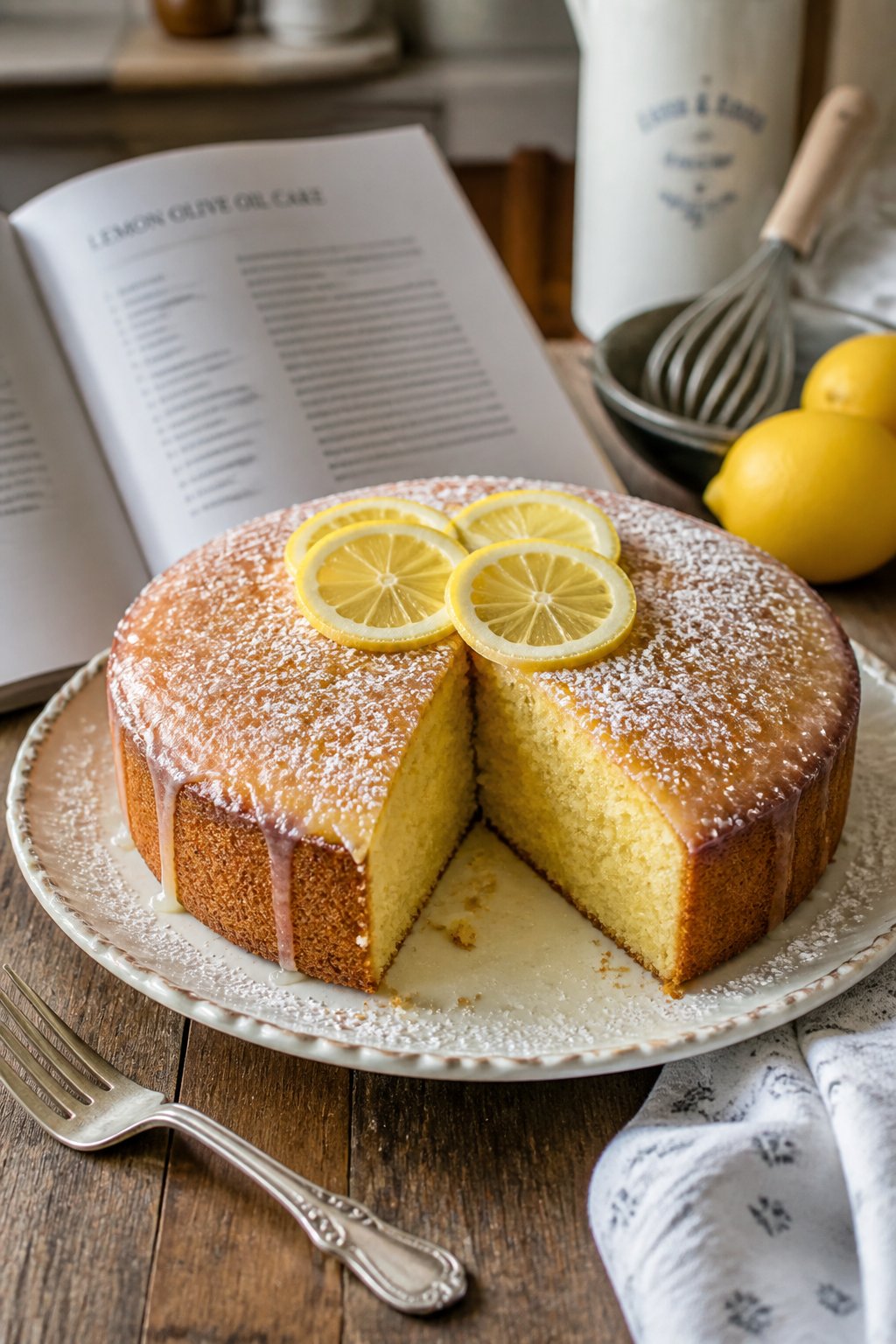 Stanley Tucci Lemon Cake Recipe close-up, ready to serve