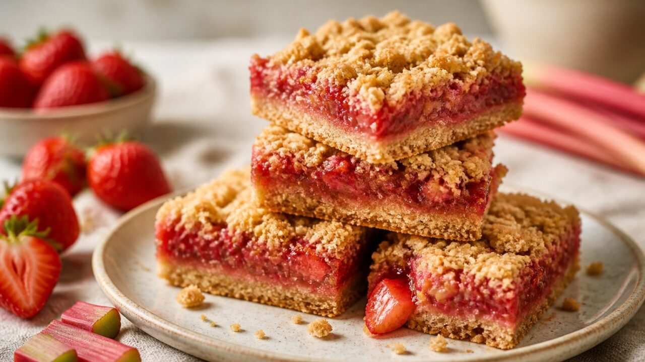 Strawberry Rhubarb Crumb Bars Recipe