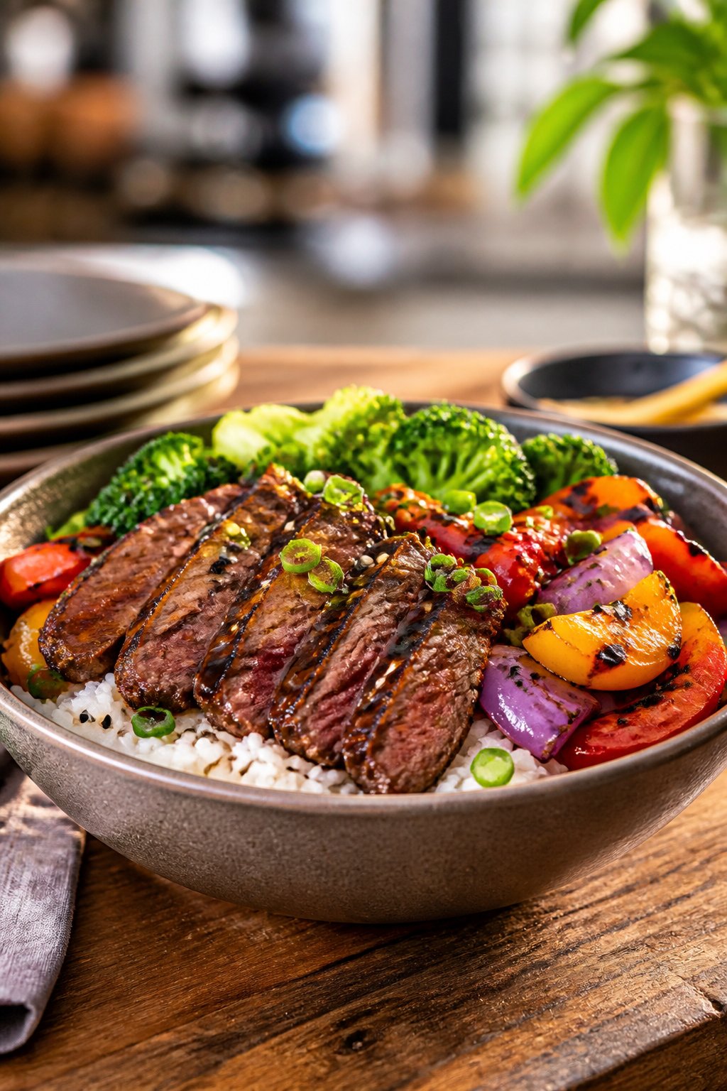 Yard House Steak Bowl Recipe close-up, ready to serve