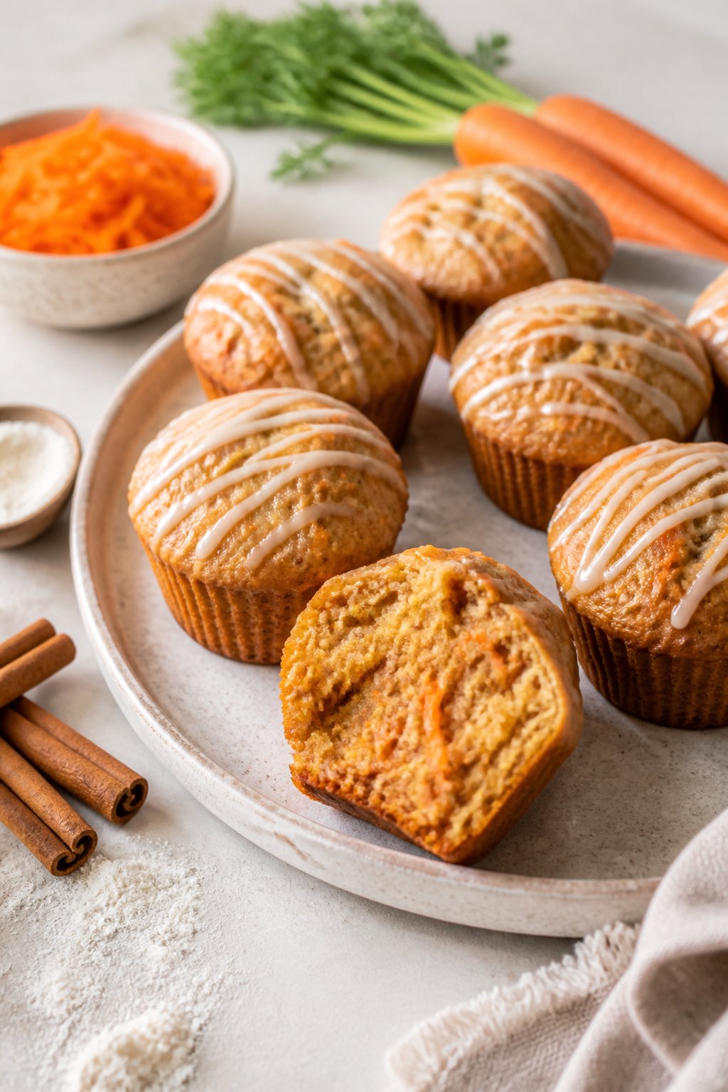 100 Calories Carrot Cake Muffins Recipe close-up, ready to serve