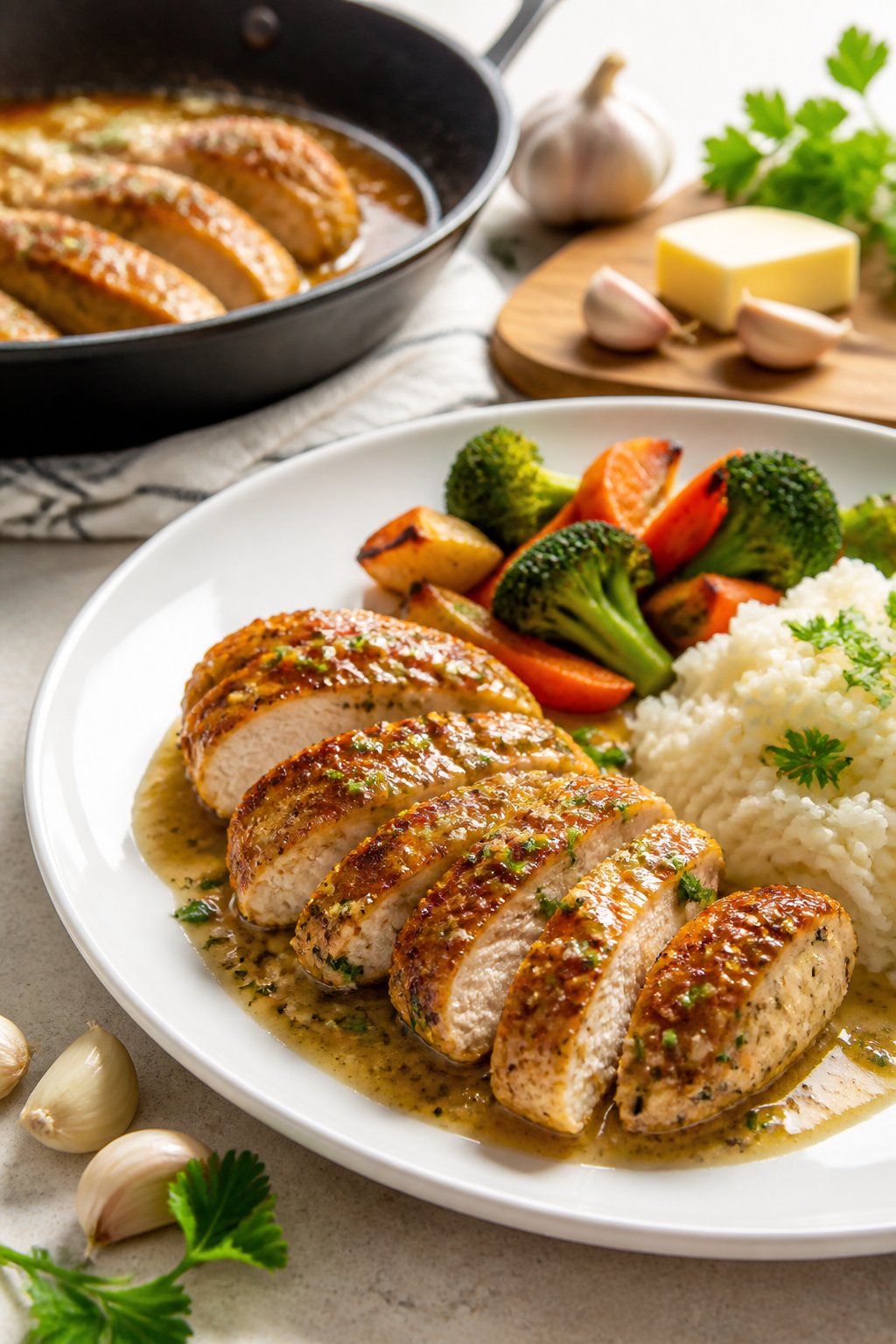 15-Minute Garlic Butter Chicken Recipe close-up, ready to serve