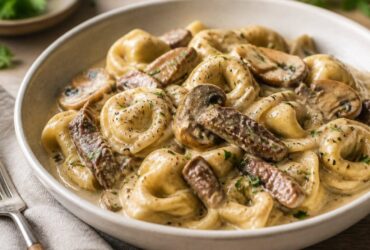 Beef Stroganoff With Creamy Tortellini Recipe