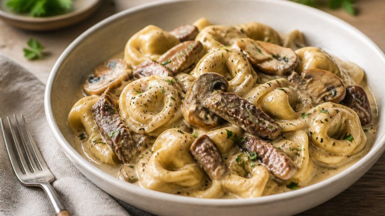 Beef Stroganoff With Creamy Tortellini Recipe
