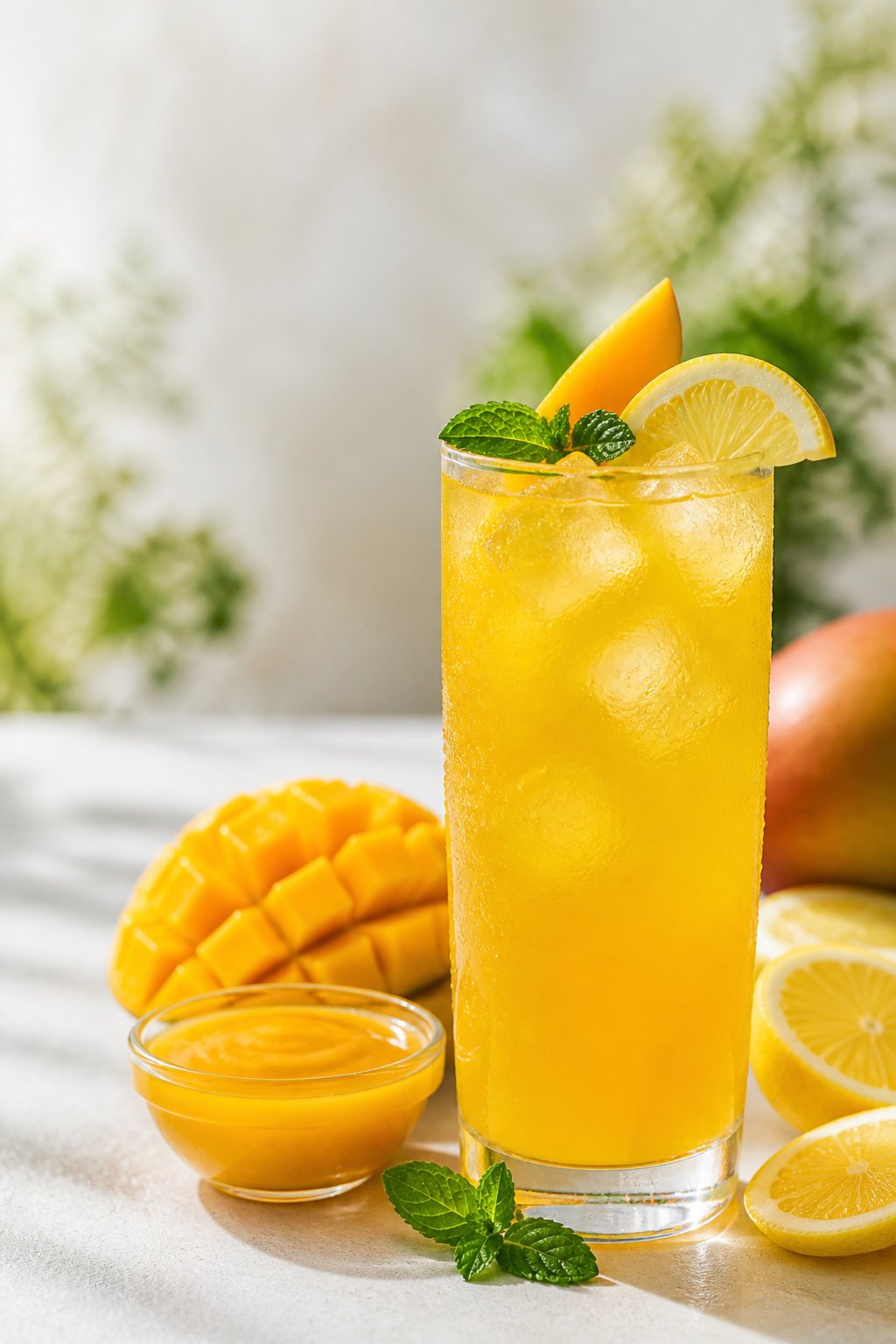 Best Mango Lemonade Recipe close-up, ready to serve