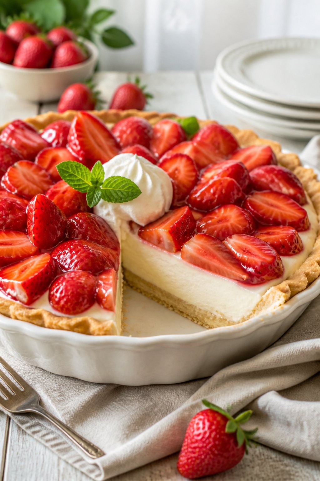 Bob Evans Strawberry Cream Pie Recipe close-up, ready to serve