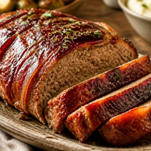 Bourbon BBQ Bacon Wrapped Meatloaf Recipe