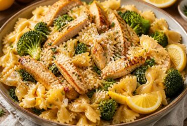 Cowboy Butter Lemon Bowtie Chicken With Broccoli Recipe