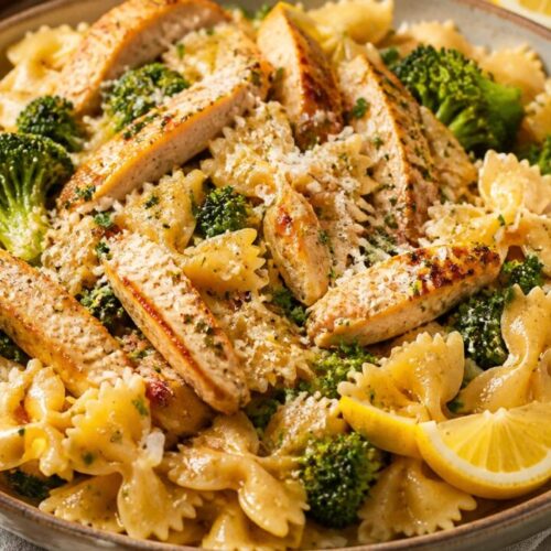 Cowboy Butter Lemon Bowtie Chicken With Broccoli Recipe