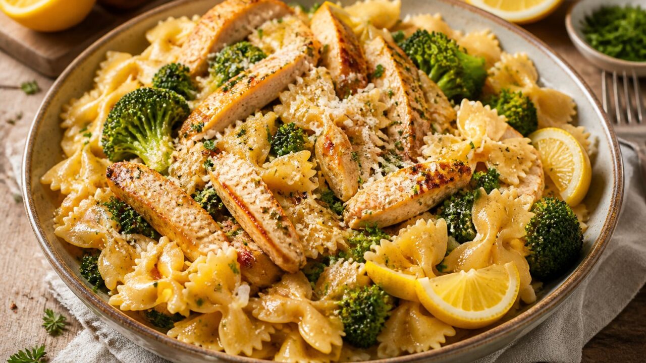 Cowboy Butter Lemon Bowtie Chicken With Broccoli Recipe