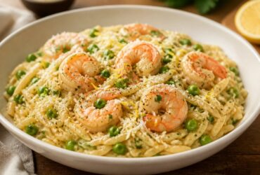Easy One Pot Pea Shrimp Orzo Recipe