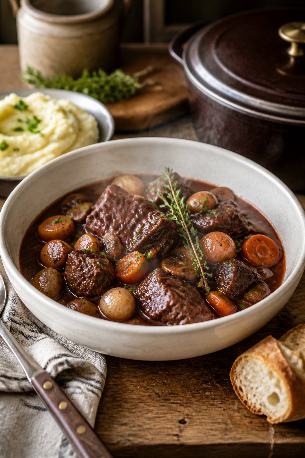 Hairy Bikers Beef Bourguignon Recipe close-up, ready to serve
