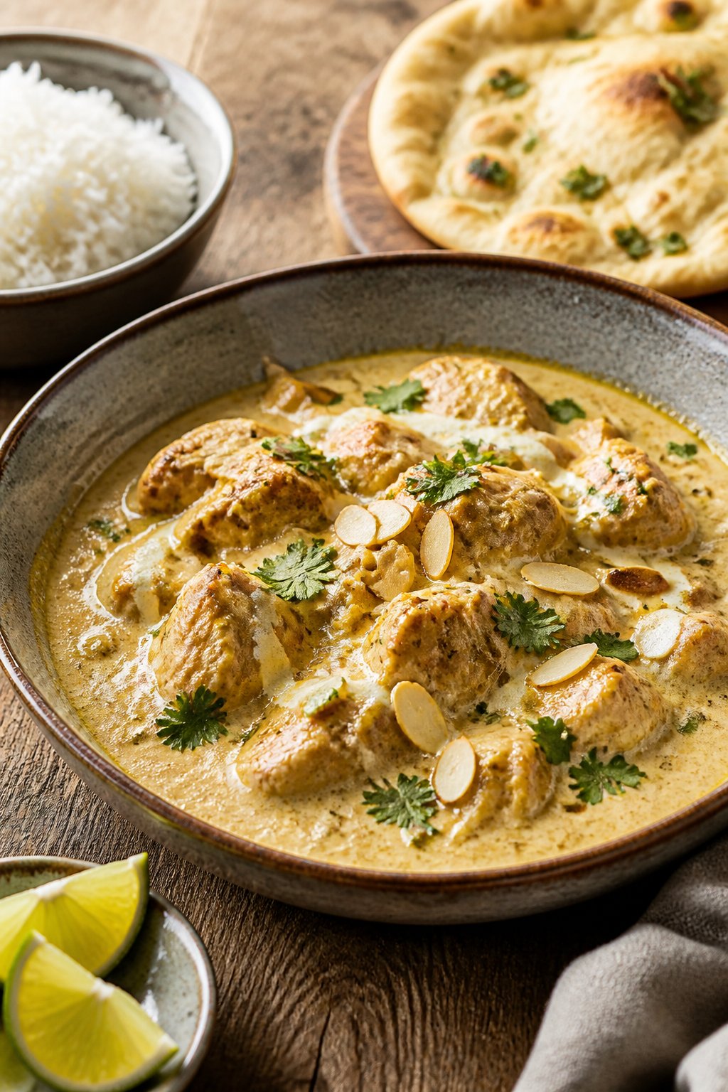 Hairy Bikers Chicken Korma Recipe close-up, ready to serve