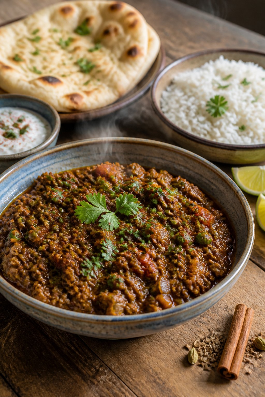Hairy Bikers Keema Curry Recipe close-up, ready to serve