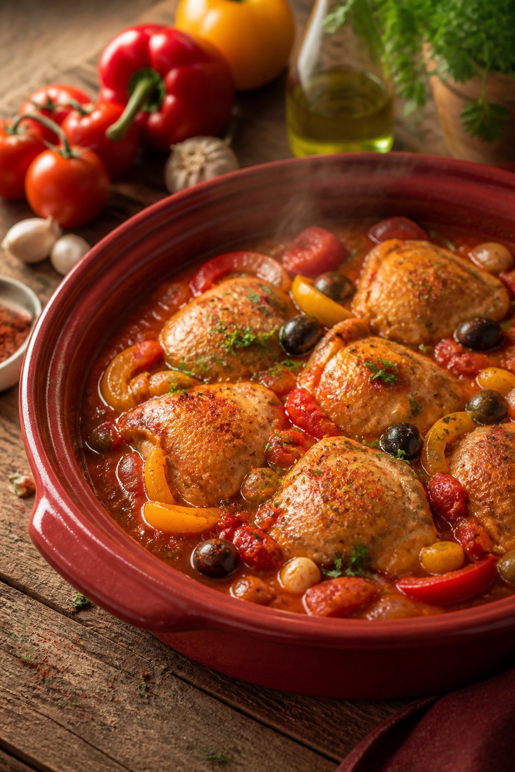 Hairy Bikers Slow Cooker Spanish Chicken Recipe close-up, ready to serve