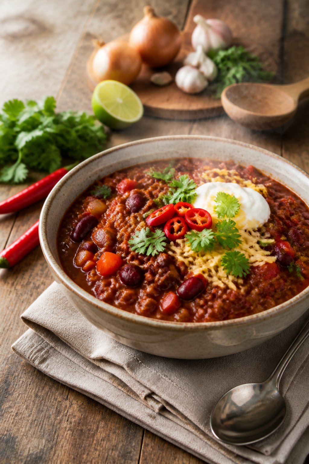 Jamie Oliver Chilli Con Carne Recipe close-up, ready to serve
