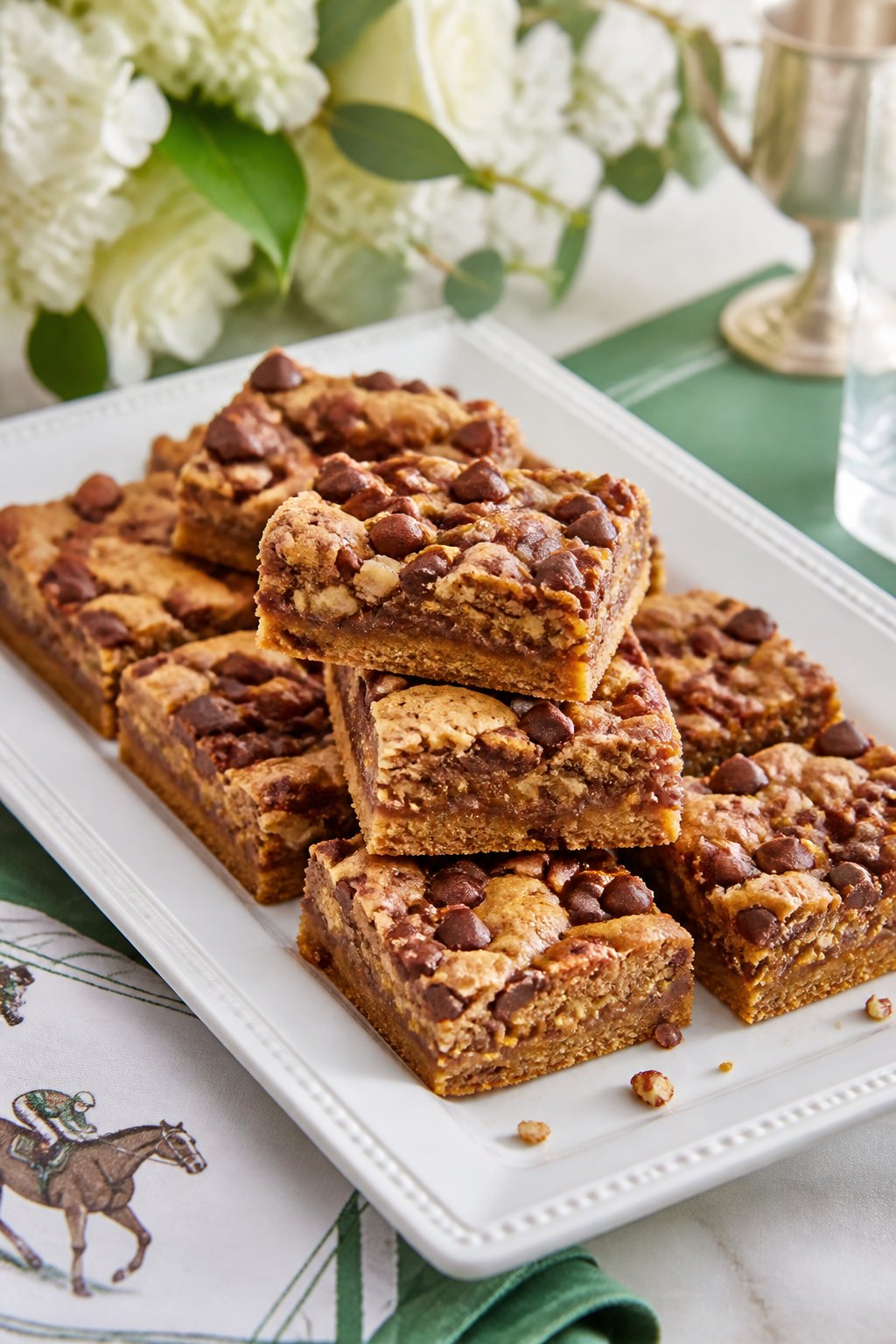 Kentucky Derby Cookie Bars Recipe close-up, ready to serve