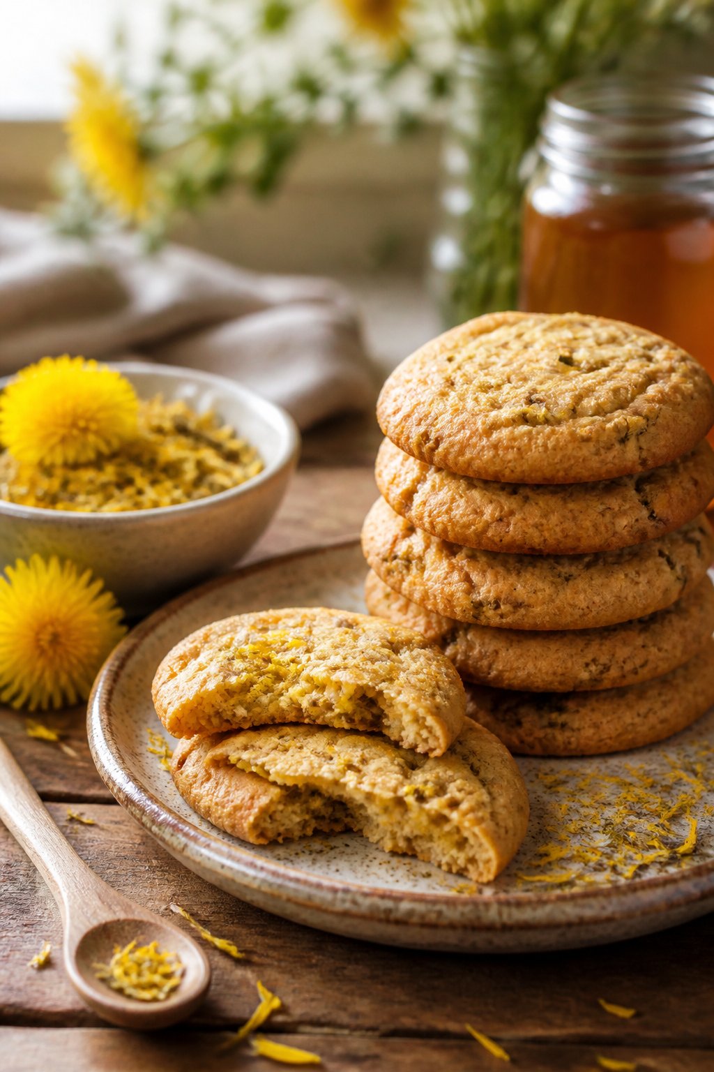 Magical Dandelion Cookies Recipe close-up, ready to serve