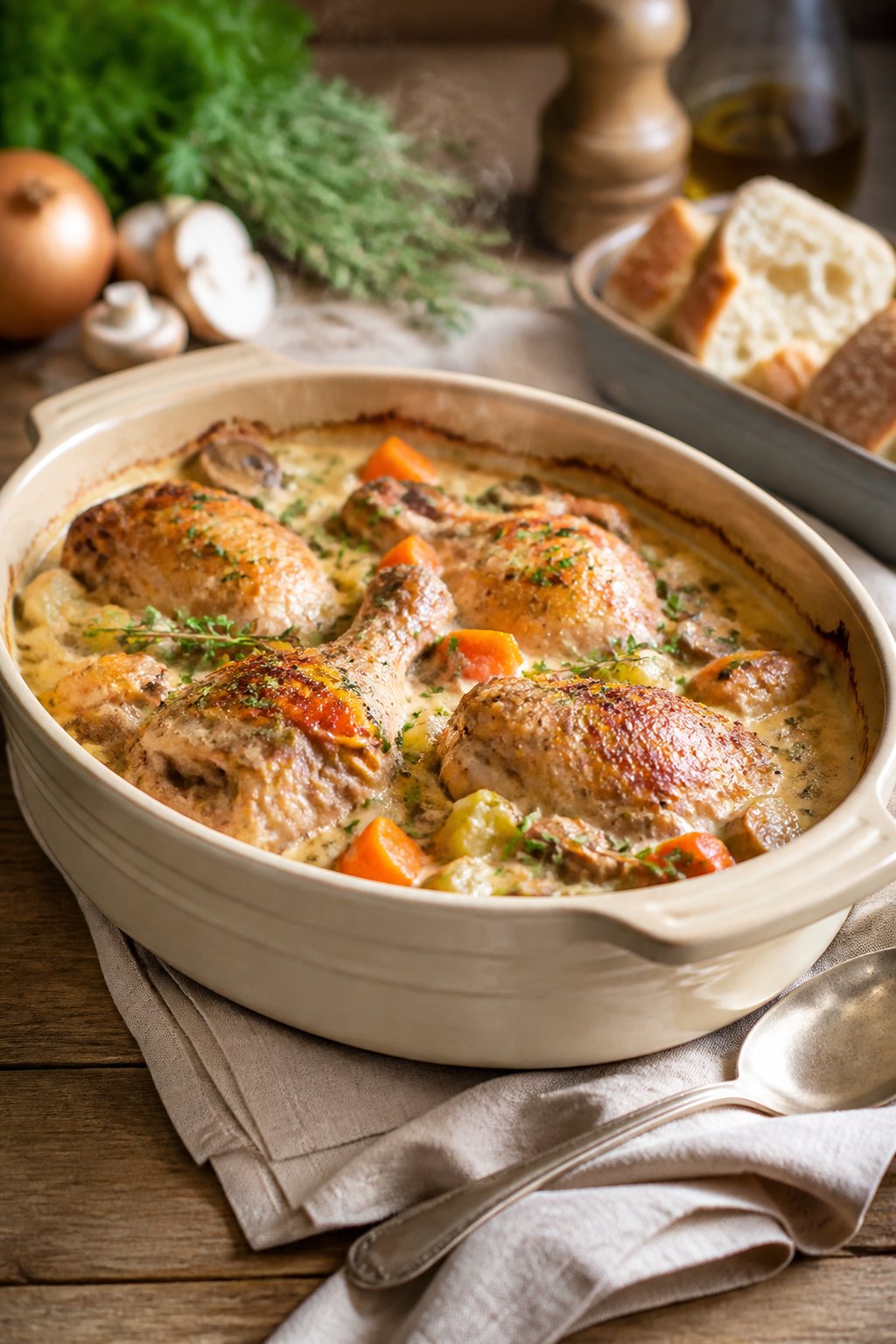 Mary Berry Chicken Casserole Recipe close-up, ready to serve