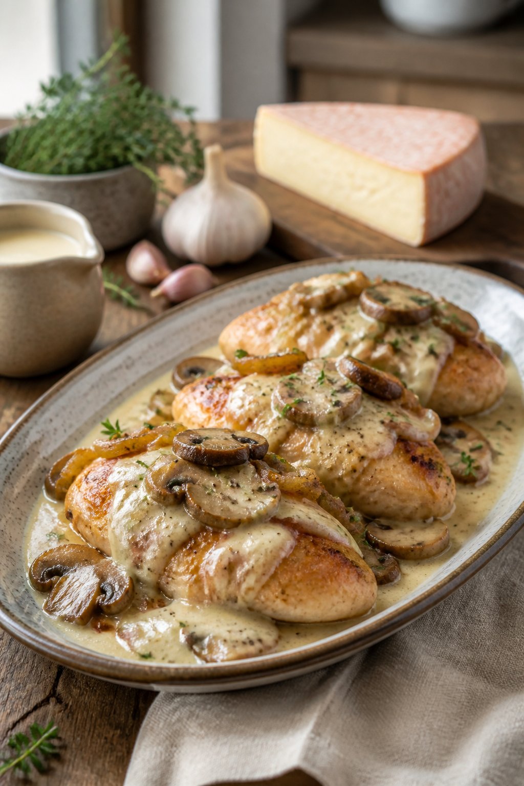 Mary Berry Chicken Taleggio Recipe close-up, ready to serve