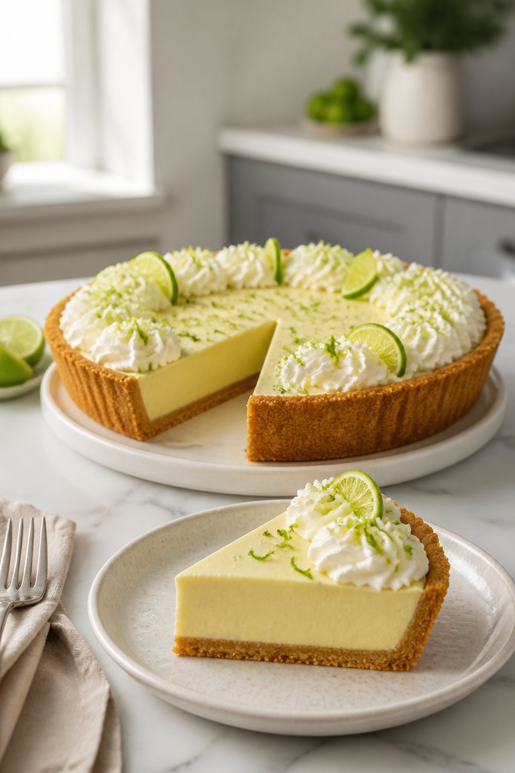 Mary Berry Key Lime Pie Recipe close-up, ready to serve