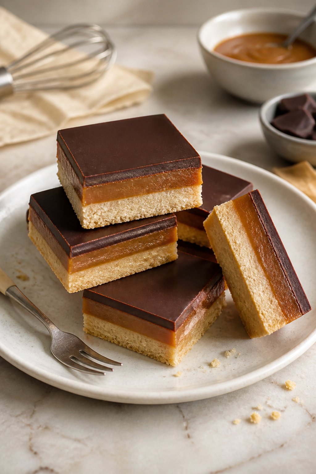 Mary Berry Millionaire Shortbread Recipe close-up, ready to serve