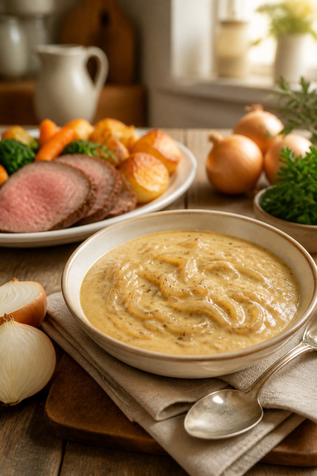 Mary Berry Onion Sauce Recipe close-up, ready to serve