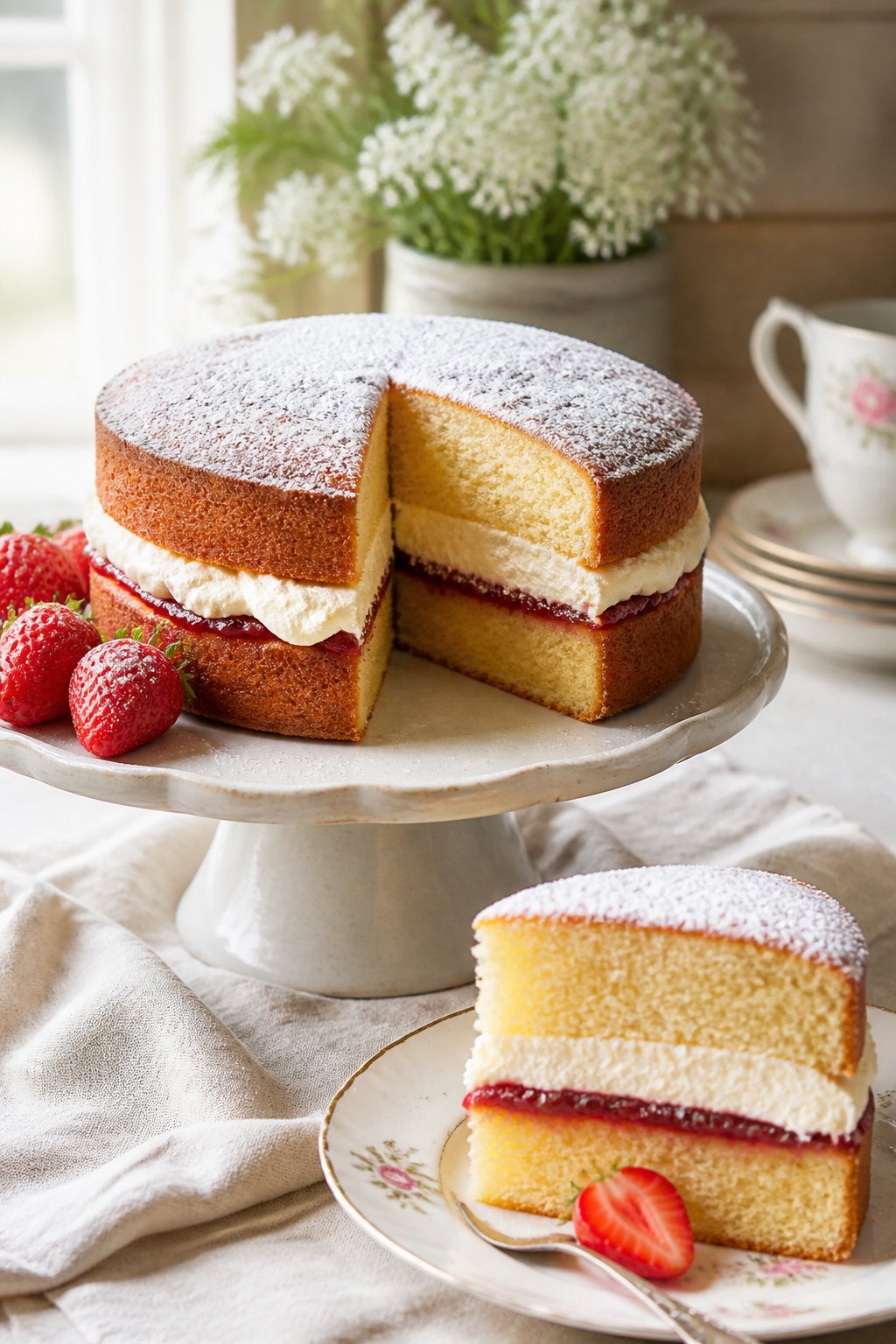 Mary Berry Victoria Sponge Recipe close-up, ready to serve