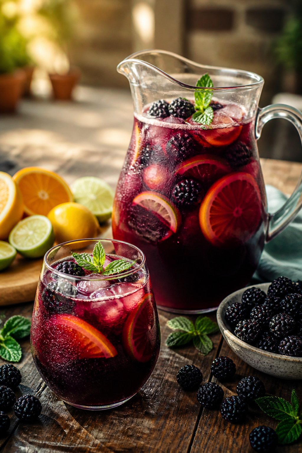 Outbacks Blackberry Sangria Recipe close-up, ready to serve