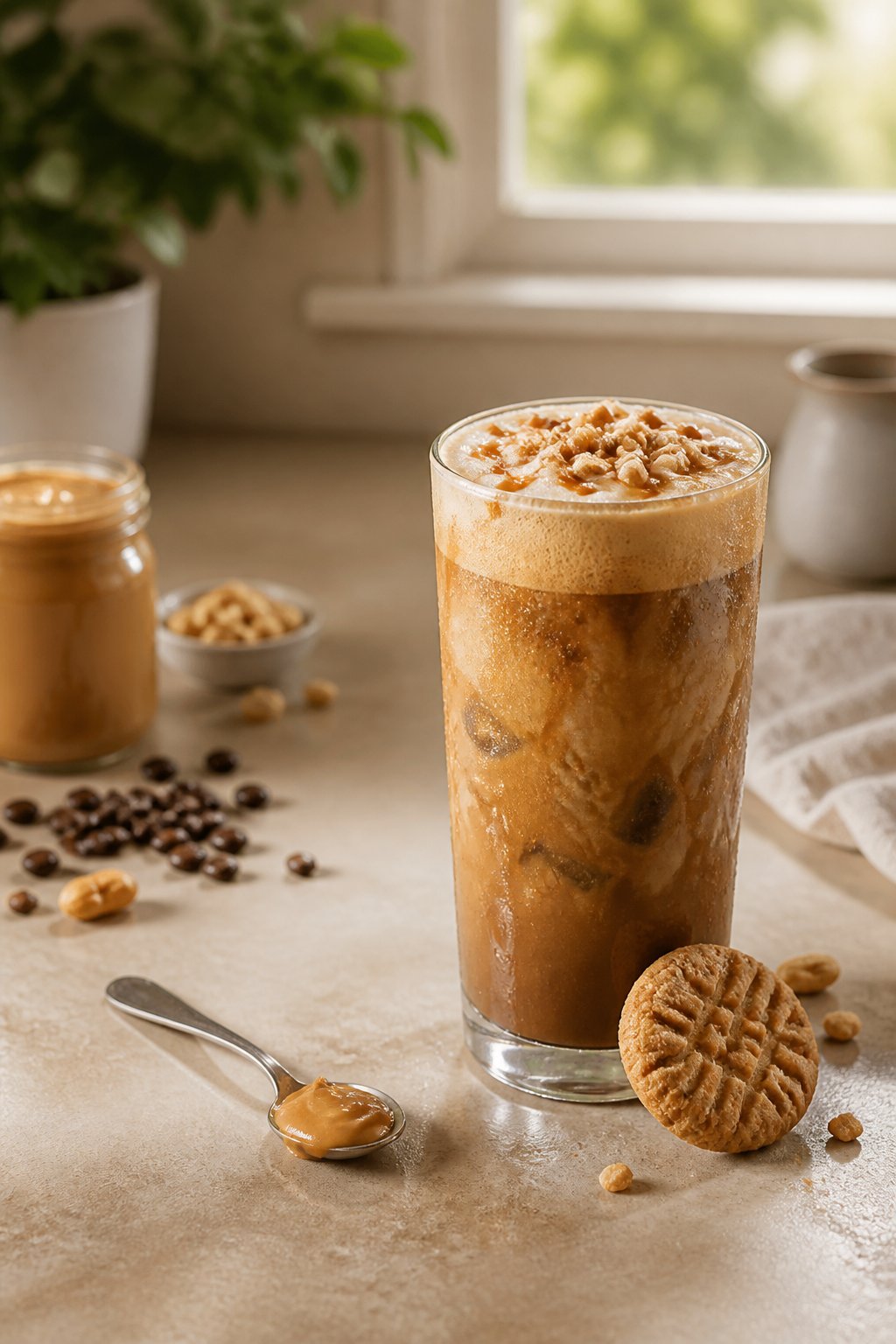 Peanut Butter Iced Coffee Recipe close-up, ready to serve