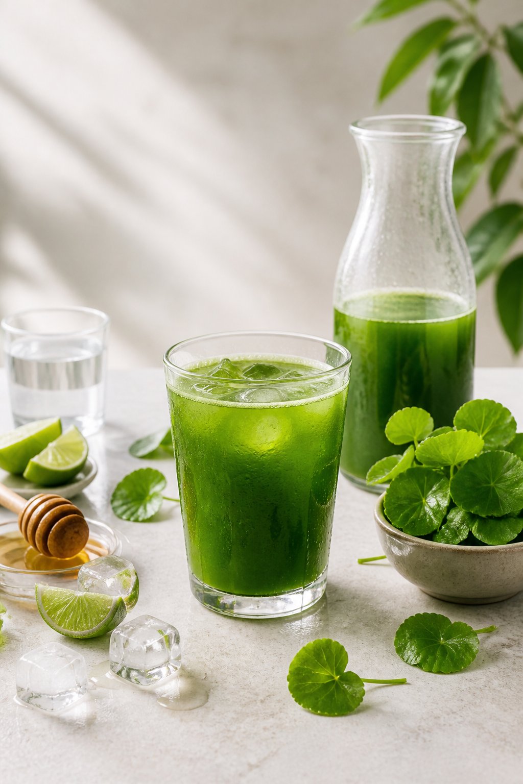 Pennywort Juice Recipe close-up, ready to serve