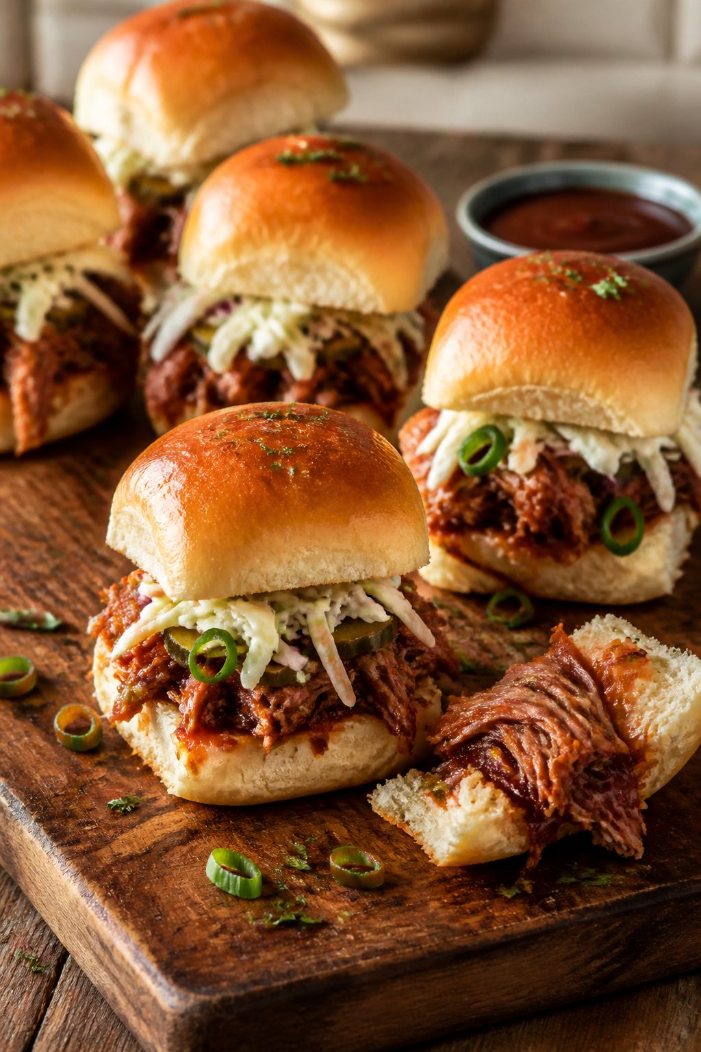 Pulled Pork Sliders Hawaiian Rolls Recipe close-up, ready to serve