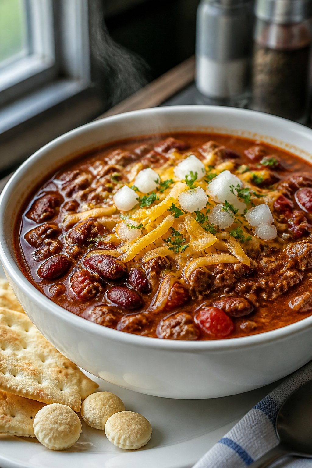 Real Chili Milwaukee Recipe close-up, ready to serve