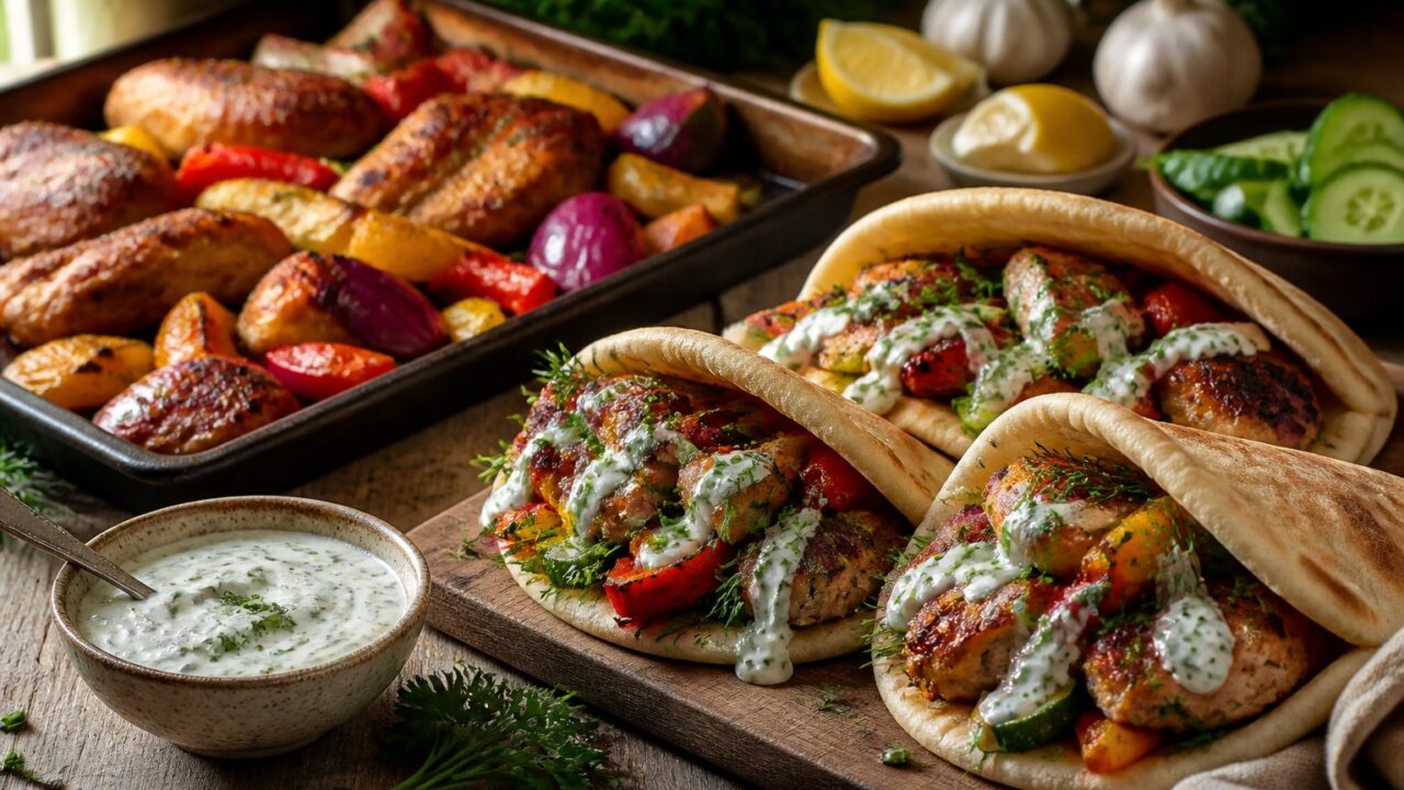 Sheet Pan Chicken Pitas With Herby Ranch Recipe