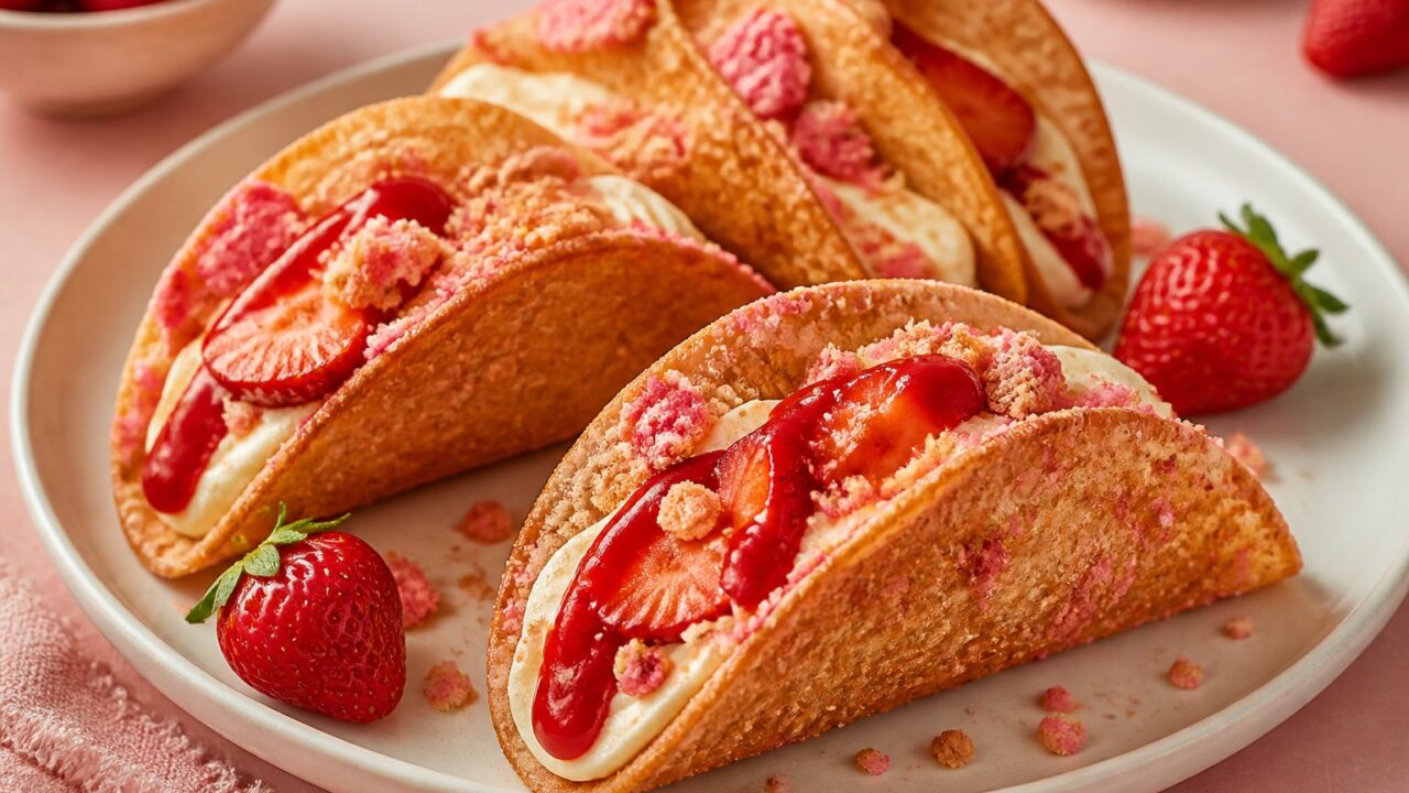Strawberry Crunch Cheesecake Tacos Recipe