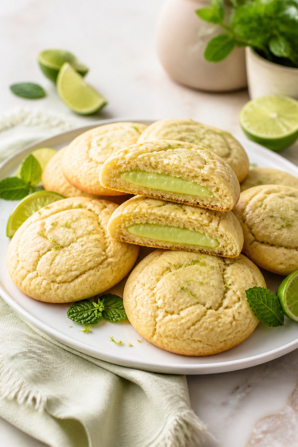 Stuffed Key Lime Cookies Recipe close-up, ready to serve